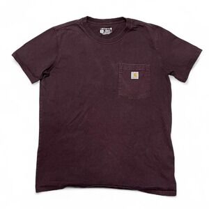 Carhartt Burgundy Pocket Tee Mens Size Medium Relaxed Fit Casual Workwear